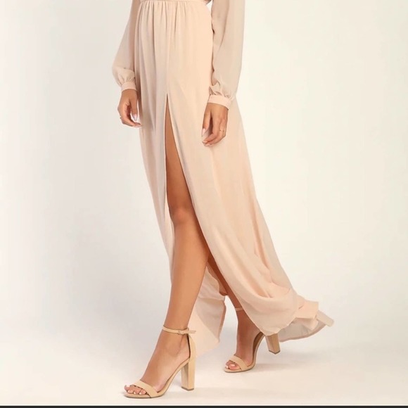 Lulu’s Wondrous Water Lilies Blush Pink Long Sleeve Maxi Dress - Picture 3 of 14